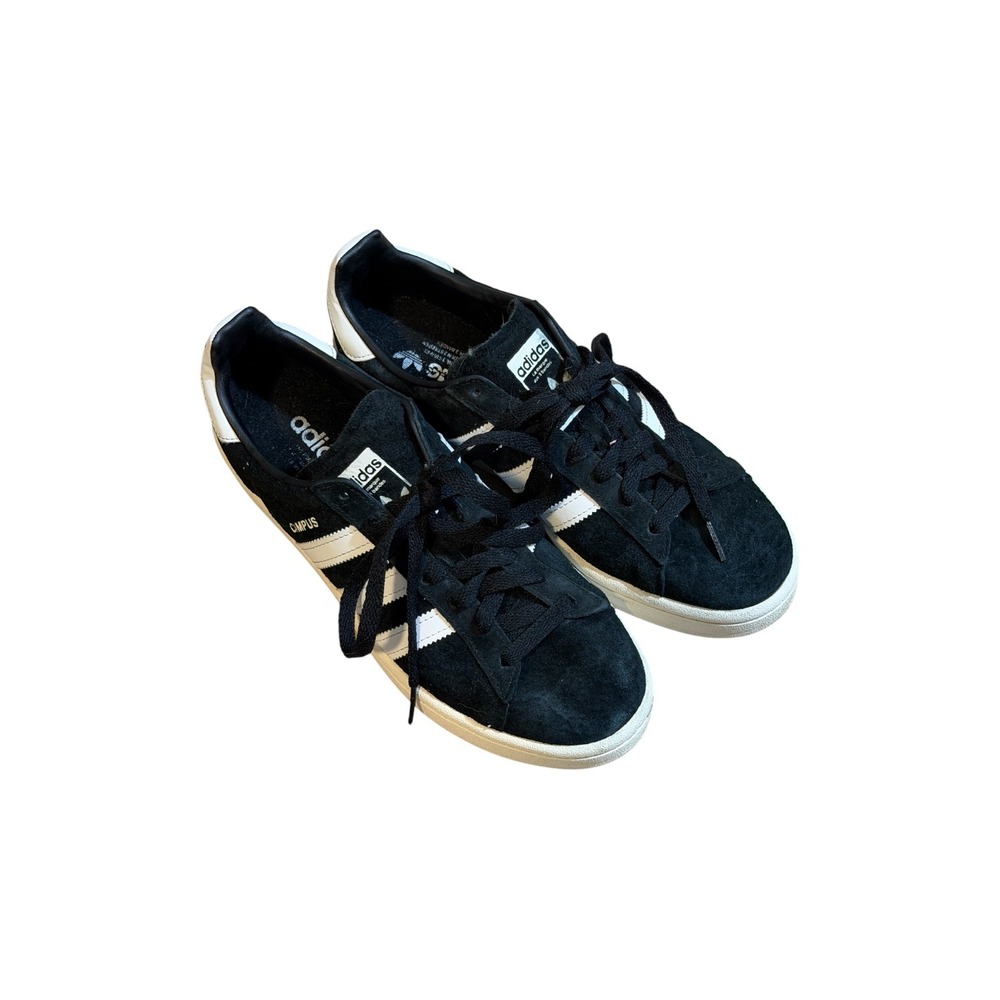 Adidas Campus Mens 6.5 Black White BZ0084 Suede Low Top Sneakers Skate Shoes